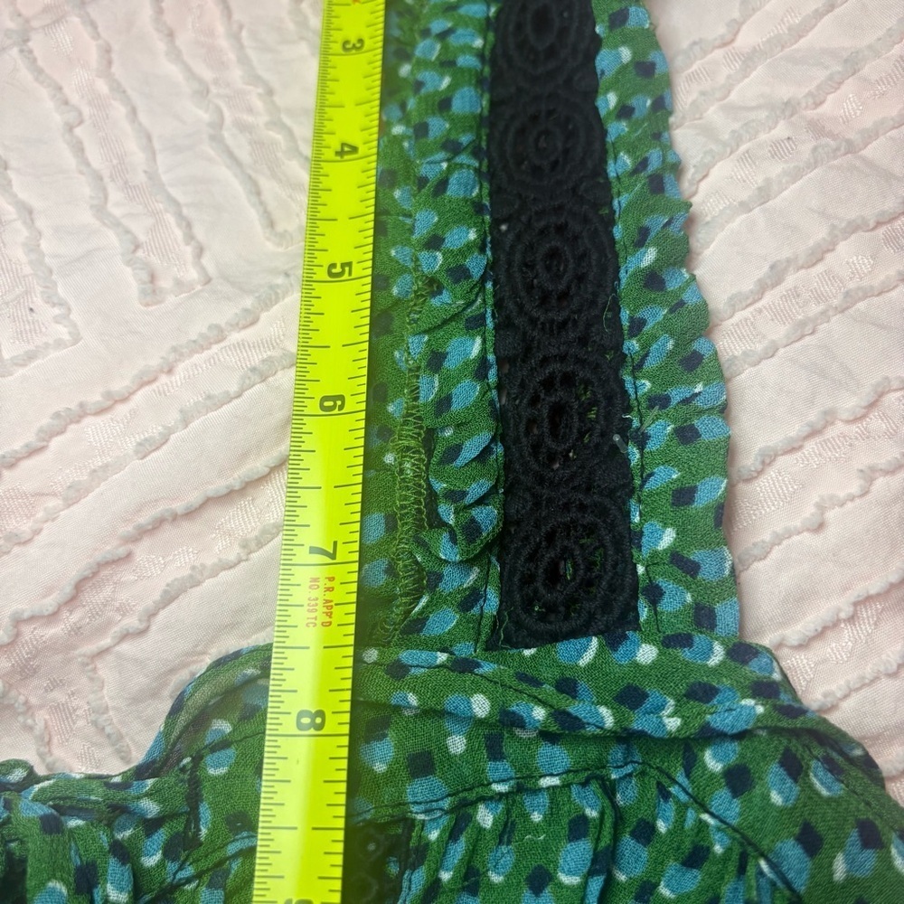 Anthropologie Bardot Blouse Boho Print Crochet Button Front Sleeveless Swing Top - Picture 8 of 8